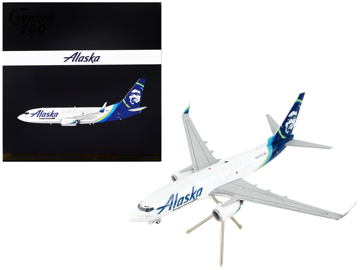 Boeing 737-700BDSF Commercial Aircraft "Alaska Air Cargo" White with Blue Tail "Gemini 200" Series 1/200 Diecast Model Airplane by GeminiJets