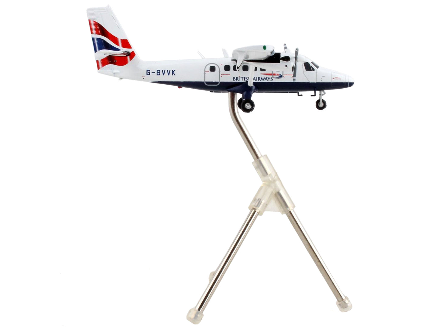 De Havilland DHC-6-300 Commercial Aircraft "British Airways" White with Striped Tail "Gemini 200" Series 1/200 Diecast Model Airplane by GeminiJets