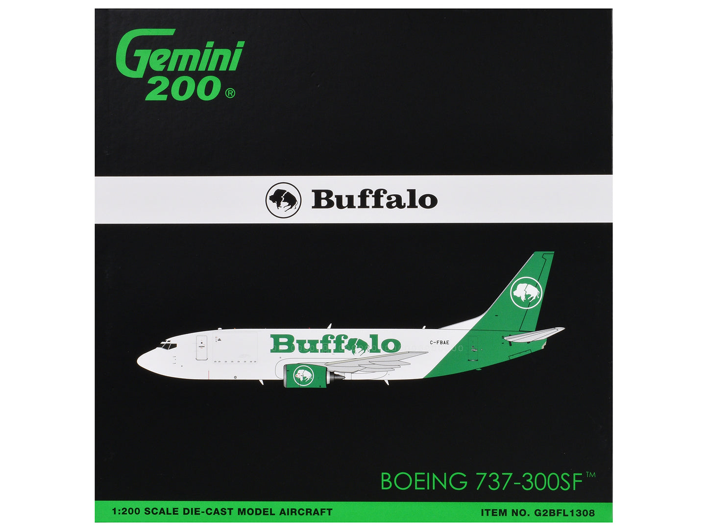 Boeing 737-300SF Commercial Aircraft "Buffalo Airways" (C-FBAE) White with Green Tail "Gemini 200" Series 1/200 Diecast Model Airplane by GeminiJets