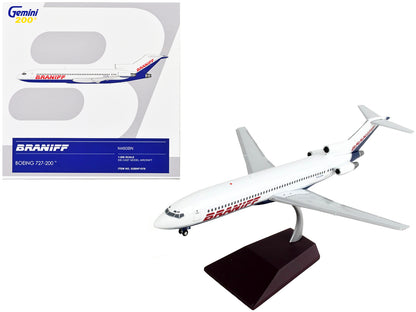 Boeing 727-200 Commercial Aircraft "Braniff International Airways" White and Blue "Gemini 200" Series 1/200 Diecast Model Airplane by GeminiJets