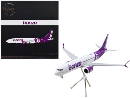 Boeing 737 MAX 8 Commercial Aircraft "Bonza Aviation" (VH-UJK) White with Purple Tail "Gemini 200" Series 1/200 Diecast Model Airplane by GeminiJets