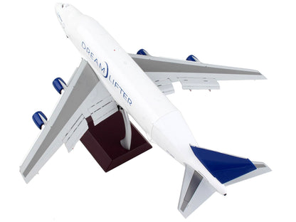 Boeing 747LCF Commercial Aircraft with Flaps Down "Dreamlifter" White with Blue Tail "Gemini 200" Series 1/200 Diecast Model Airplane by GeminiJets