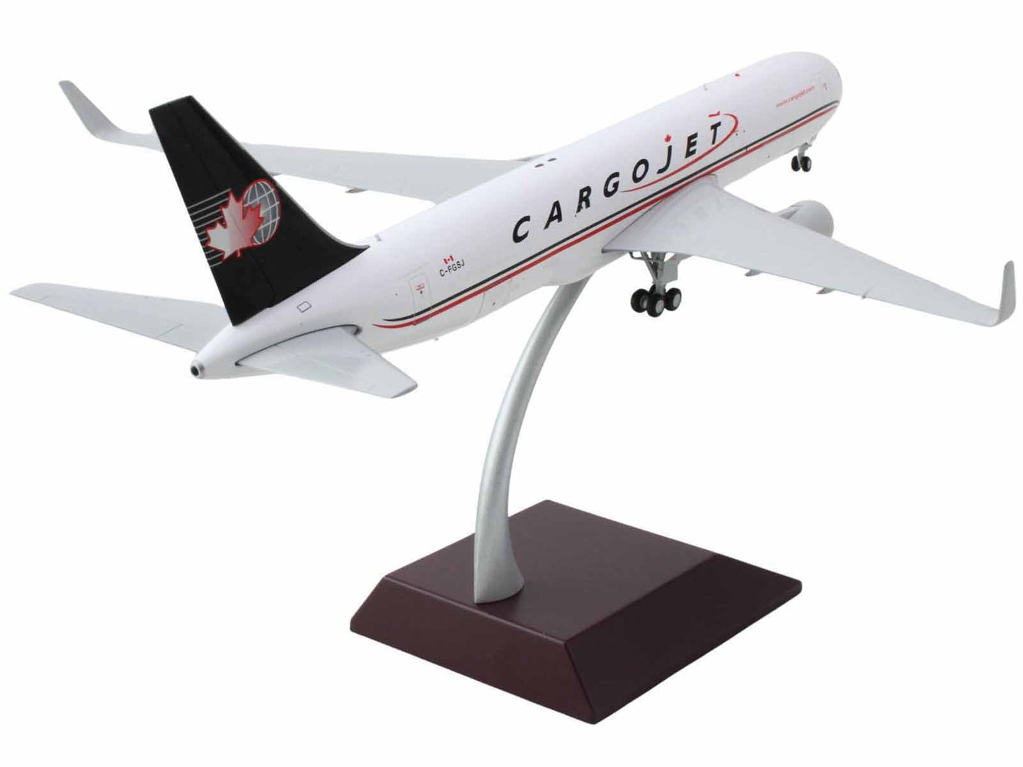 Boeing 767-300F Commercial Aircraft "Cargojet Airways" (C-FGSJ) White with Black Tail "Gemini 200 - Interactive Series" 1/200 Diecast Model Airplane by GeminiJets