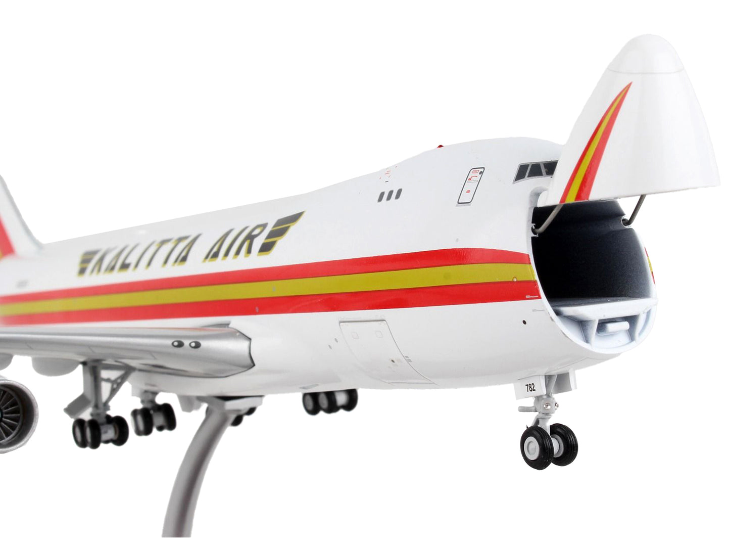 Boeing 747-400F Commercial Aircraft "Kalitta Air" White with Stripes "Gemini 200 - Interactive" Series 1/200 Diecast Model Airplane by GeminiJets