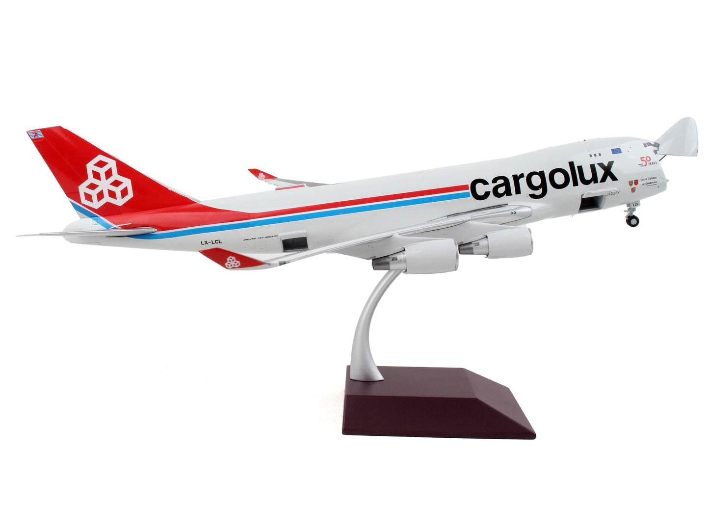 Boeing 747-400F Commercial Aircraft "Cargolux" Gray with Red Tail "Gemini 200 - Interactive" Series 1/200 Diecast Model Airplane by GeminiJets