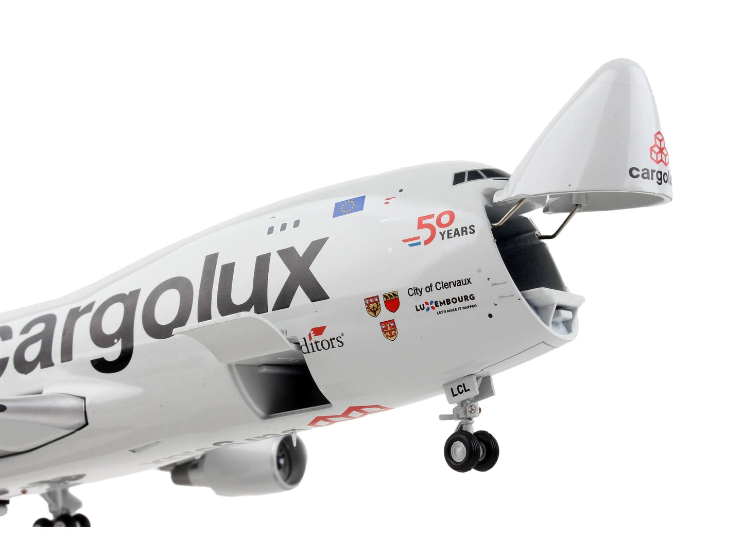 Boeing 747-400F Commercial Aircraft "Cargolux" Gray with Red Tail "Gemini 200 - Interactive" Series 1/200 Diecast Model Airplane by GeminiJets