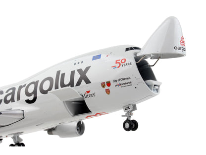 Boeing 747-400F Commercial Aircraft "Cargolux" Gray with Red Tail "Gemini 200 - Interactive" Series 1/200 Diecast Model Airplane by GeminiJets