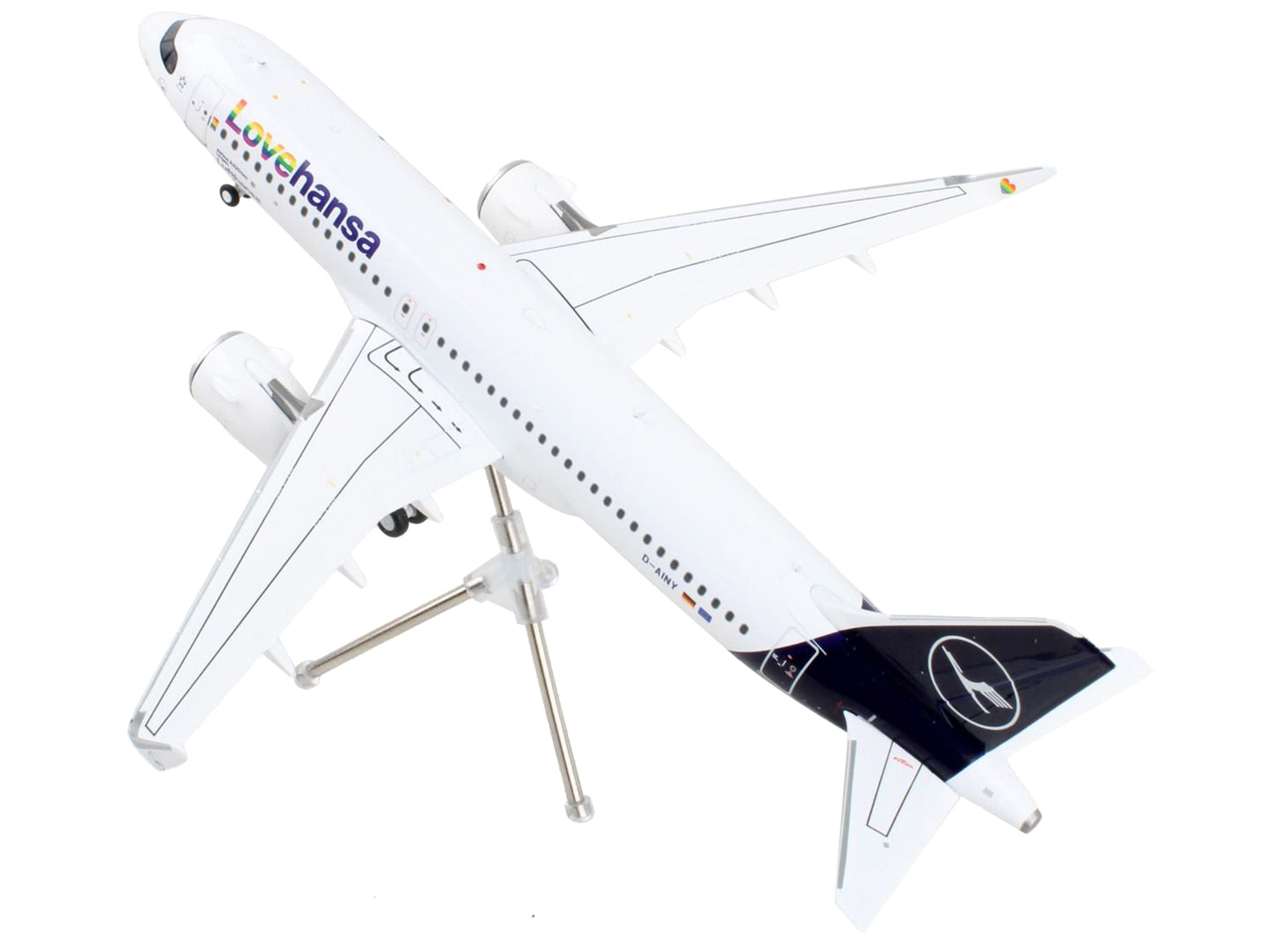 Airbus A320neo Commercial Aircraft "Lufthansa - LoveHansa" White with Blue Tail "Gemini 200" Series 1/200 Diecast Model Airplane by GeminiJets