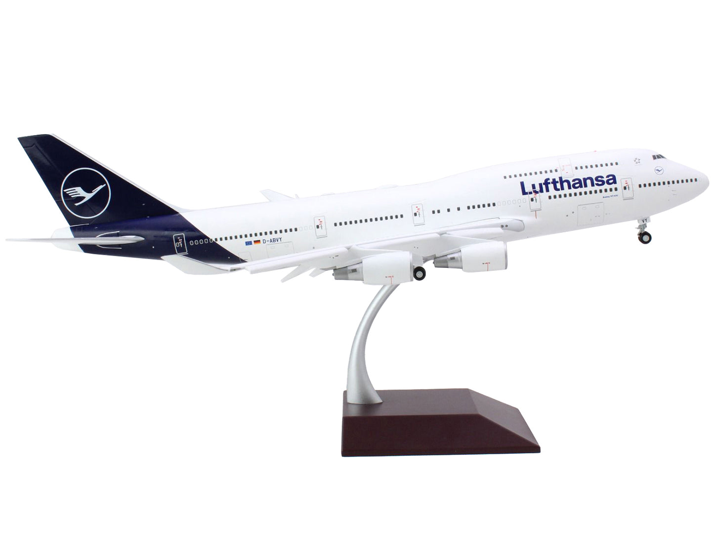 Boeing 747-400 Commercial Aircraft with Flaps Down "Lufthansa" (D-ABVY) White with Dark Blue Tail "Gemini 200" Series 1/200 Diecast Model Airplane by GeminiJets