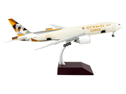 Boeing 777F Commercial Aircraft "Etihad Airways Cargo" Beige with Tail Graphics "Gemini 200 - Interactive" Series 1/200 Diecast Model Airplane by GeminiJets