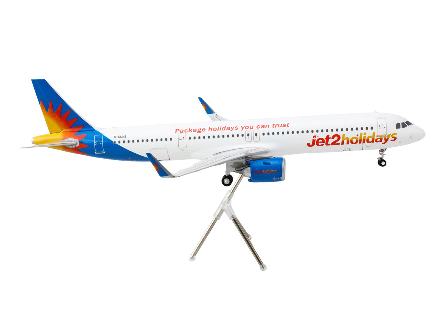 Airbus A321neo Commercial Aircraft "Jet2Holidays" (G-SUNB) White with Tail Graphics "Gemini 200" Series 1/200 Diecast Model Airplane by GeminiJets