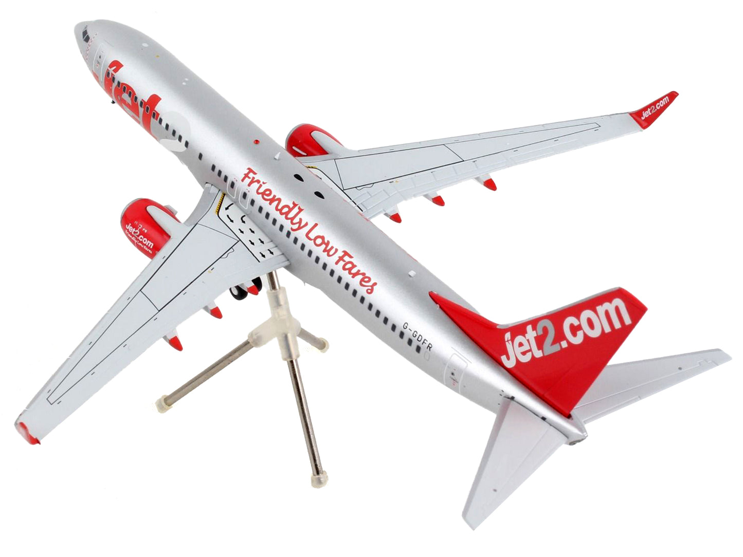 Boeing 737-800 Commercial Aircraft "Jet2.Com" Silver with Red Tail "Gemini 200" Series 1/200 Diecast Model Airplane by GeminiJets