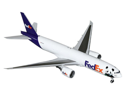 Boeing 777-200LR Commercial Aircraft "FedEx - Panda Livery" (N886FD) White with Purple Tail "Gemini 200" Series 1/200 Diecast Model Airplane by GeminiJets