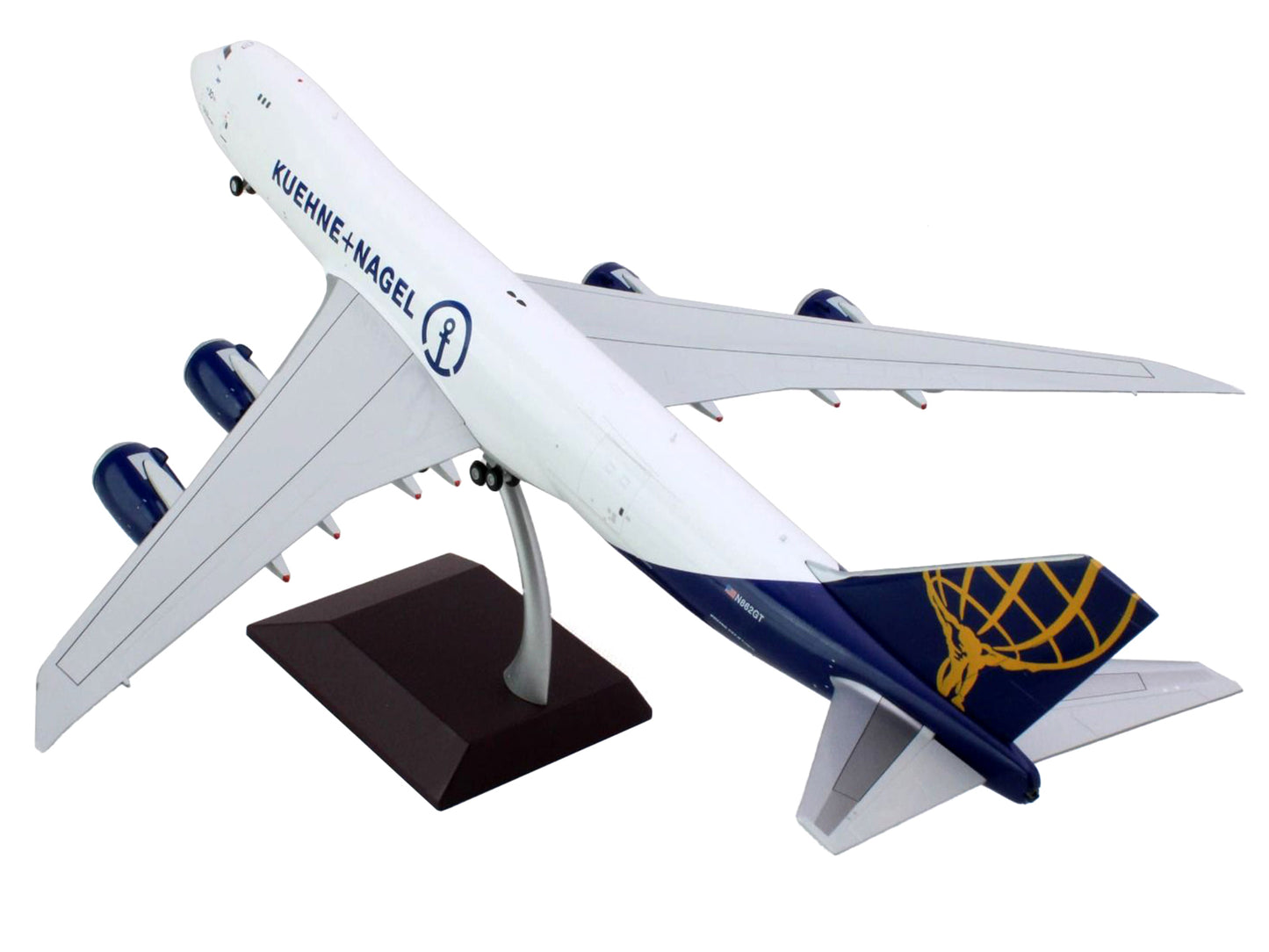 Boeing 747-8F Commercial Aircraft "Atlas Air - Kuene+Nagel" (N862GT) White with Blue Tail "Gemini 200" Series 1/200 Diecast Model Airplane by GeminiJets