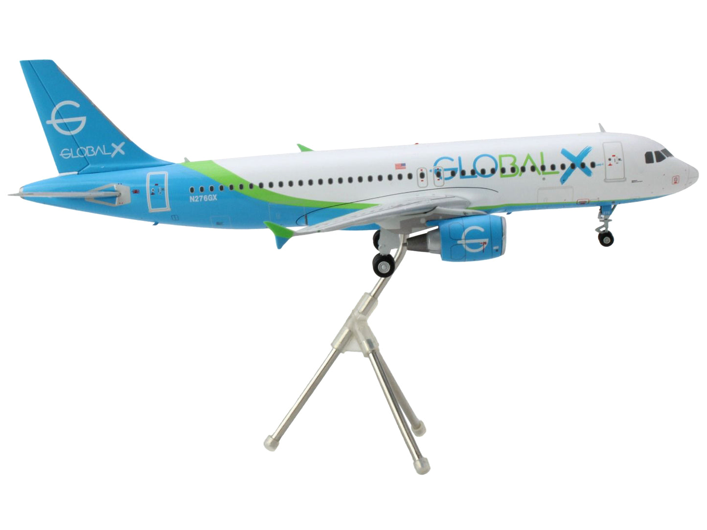 Airbus A320 Commercial Aircraft "GlobalX Airlines" White with Blue and Green Tail "Gemini 200" Series 1/200 Diecast Model Airplane by GeminiJets