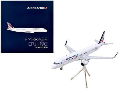 Embraer ERJ-190 Commercial Aircraft "Air France Hop" (F-HBLN) White with Striped Tail "Gemini 200" Series 1/200 Diecast Model Airplane by GeminiJets