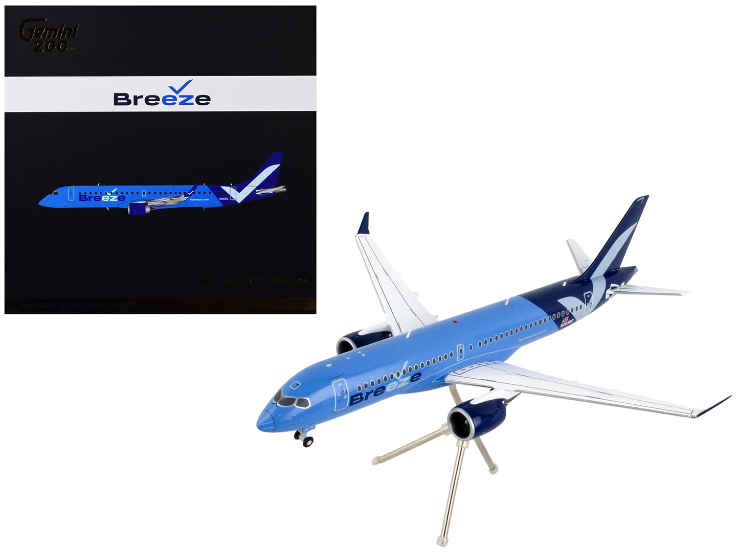 Embraer ERJ-195 Commercial Aircraft "Breeze Airways" Blue "Gemini 200" Series 1/200 Diecast Model Airplane by GeminiJets