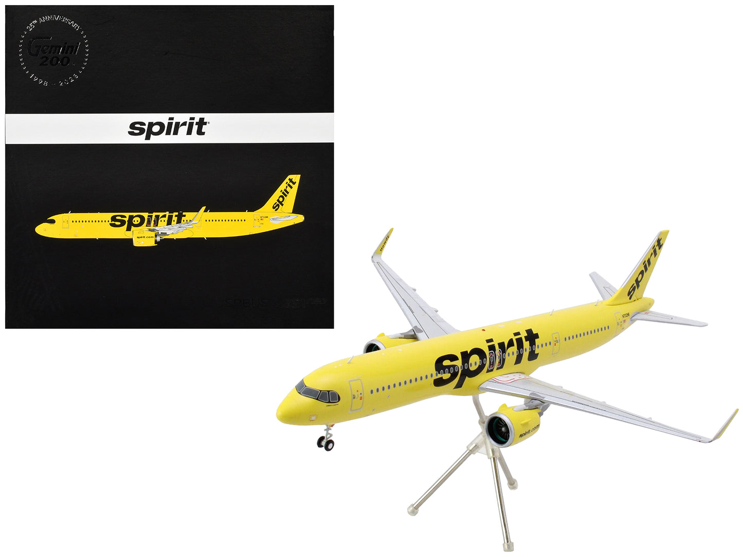 Airbus A321neo Commercial Aircraft "Spirit Airlines" (N702NK) Yellow "Gemini 200" Series 1/200 Diecast Model Airplane by GeminiJets