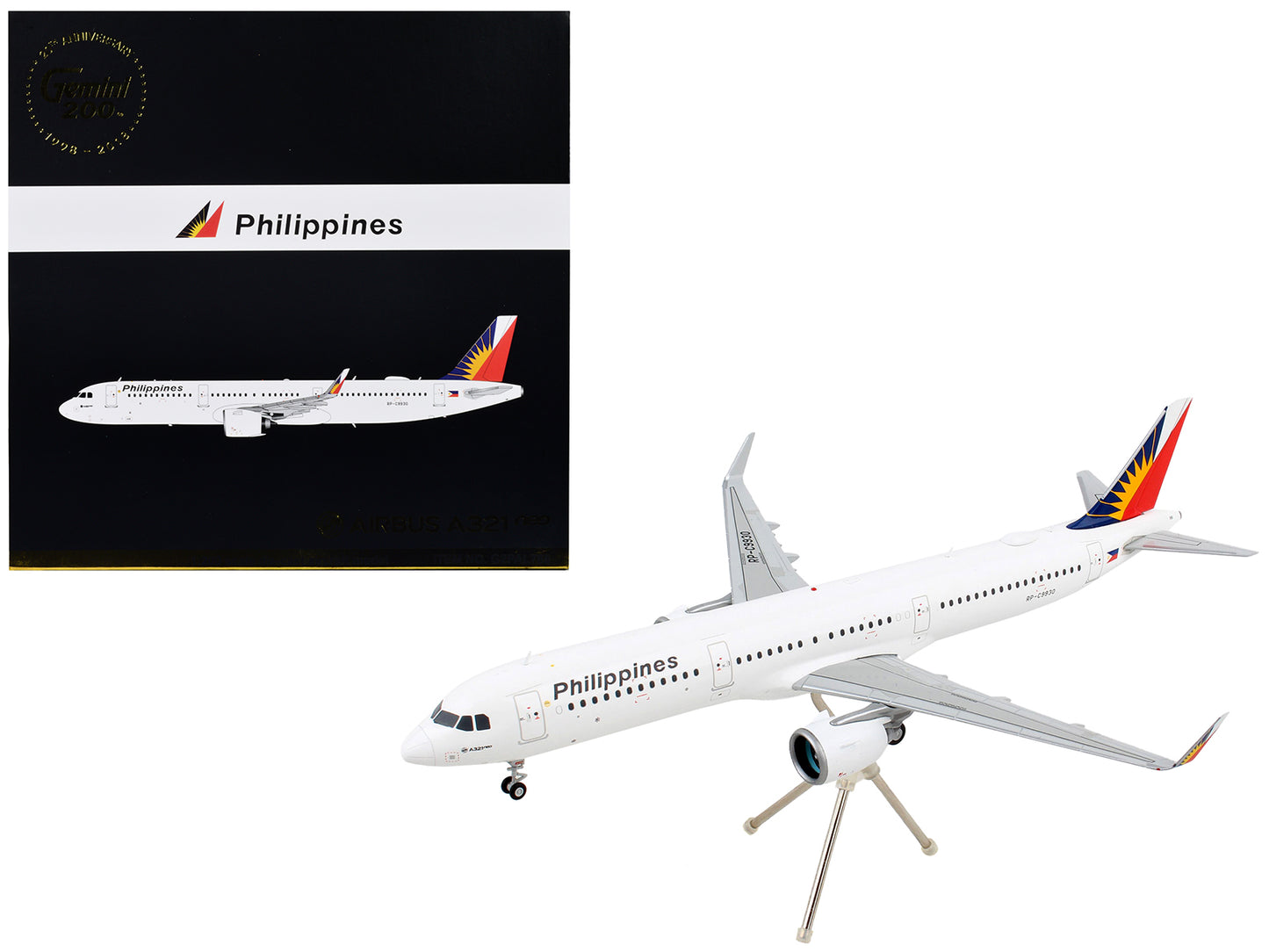 Airbus A321neo Commercial Aircraft "Philippine Airlines" White with Tail Graphics "Gemini 200" Series 1/200 Diecast Model Airplane by GeminiJets