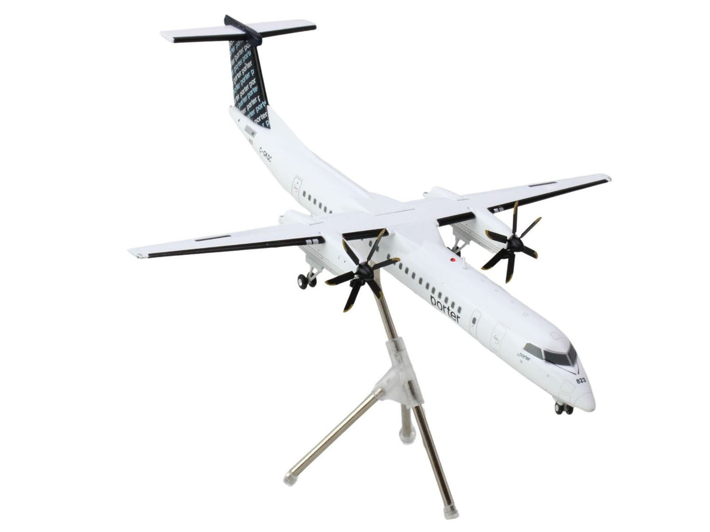 Bombardier Q400 Commercial Aircraft "Porter Airlines" (C-GKQC) White with Black Tail "Gemini 200" Series 1/200 Diecast Model Airplane by GeminiJets