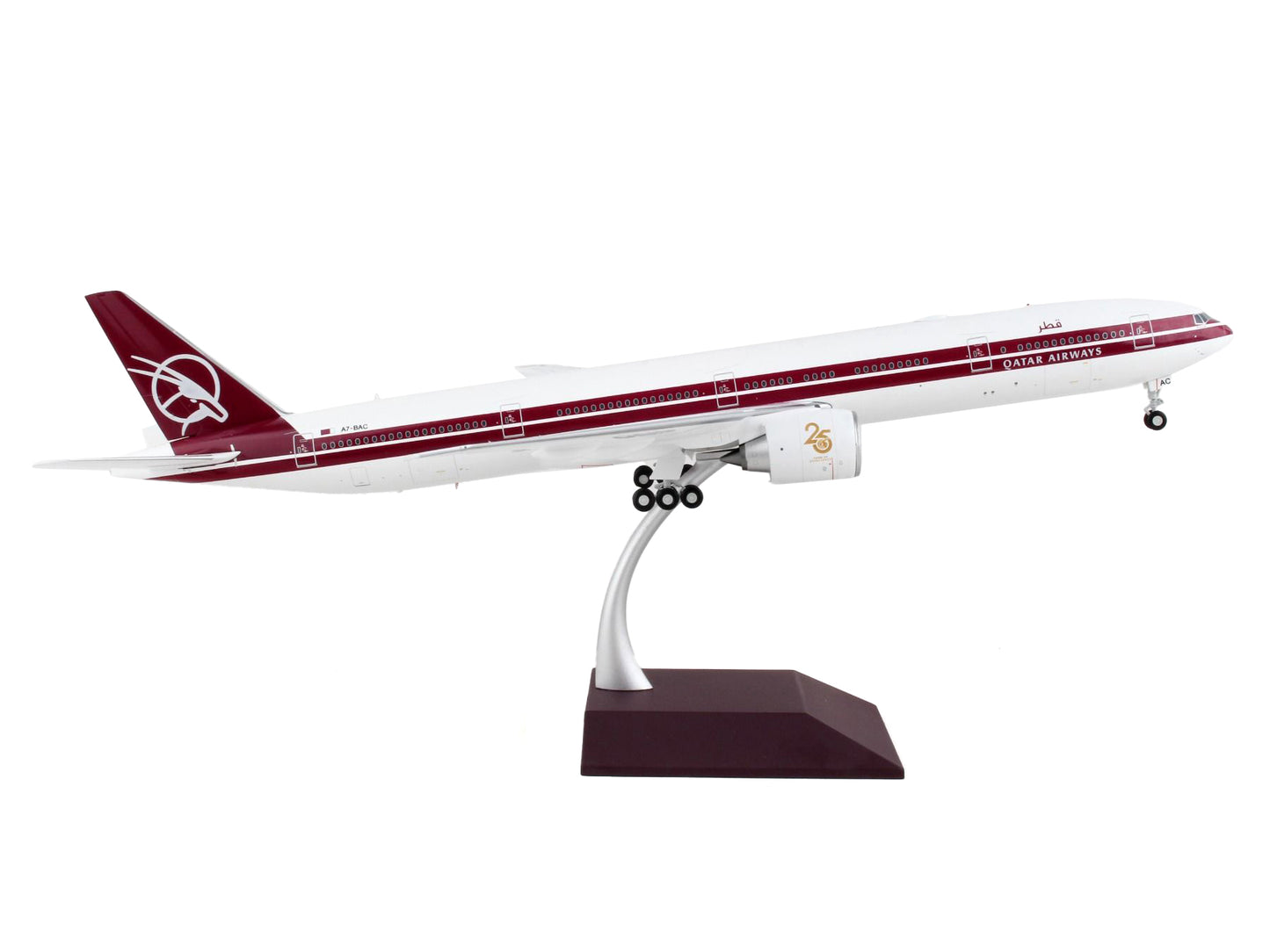 Boeing 777-300ER Commercial Aircraft "Qatar Airways" White with Dark Red Stripes "Gemini 200" Series 1/200 Diecast Model Airplane by GeminiJets