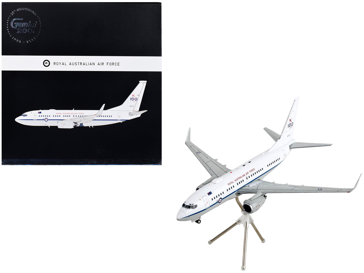 Boeing 737-700 Transport Aircraft "Royal Australian Air Force 100th Anniversary - A36-001" White and Gray "Gemini 200" Series 1/200 Diecast Model Airplane by GeminiJets