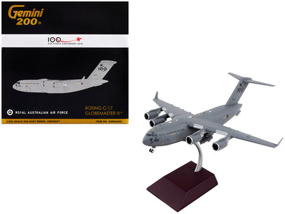 Boeing C-17 Globemaster III Transport Aircraft "Royal Australian Air Force - 100th Anniversary" Gray "Gemini 200" Series 1/200 Diecast Model Airplane by GeminiJets