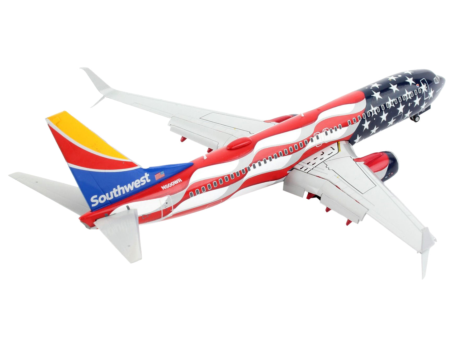 Boeing 737-800 Commercial Aircraft with Flaps Down "Southwest Airlines - Freedom One" American Flag Livery "Gemini 200" Series 1/200 Diecast Model Airplane by GeminiJets