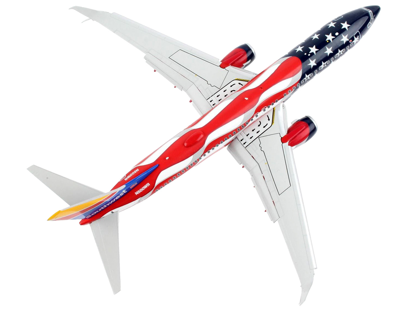 Boeing 737-800 Commercial Aircraft with Flaps Down "Southwest Airlines - Freedom One" American Flag Livery "Gemini 200" Series 1/200 Diecast Model Airplane by GeminiJets