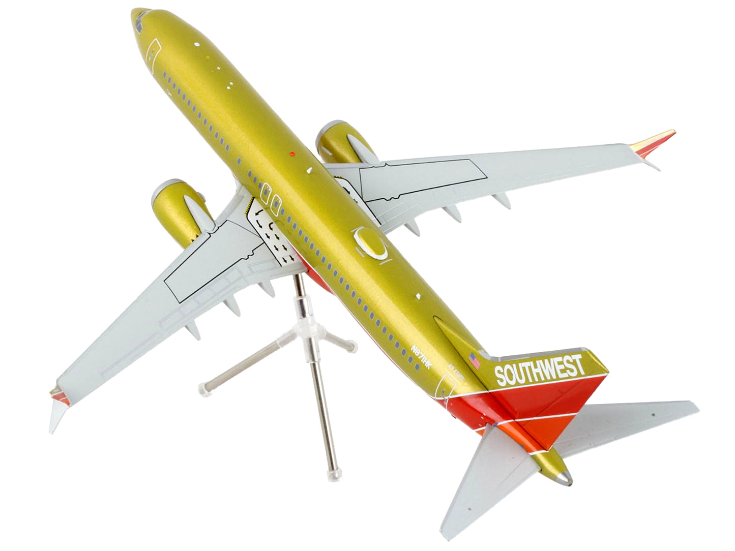 Boeing 737 MAX 8 Commercial Aircraft "Southwest Airlines" Gold and Red "Gemini 200" Series 1/200 Diecast Model Airplane by GeminiJets