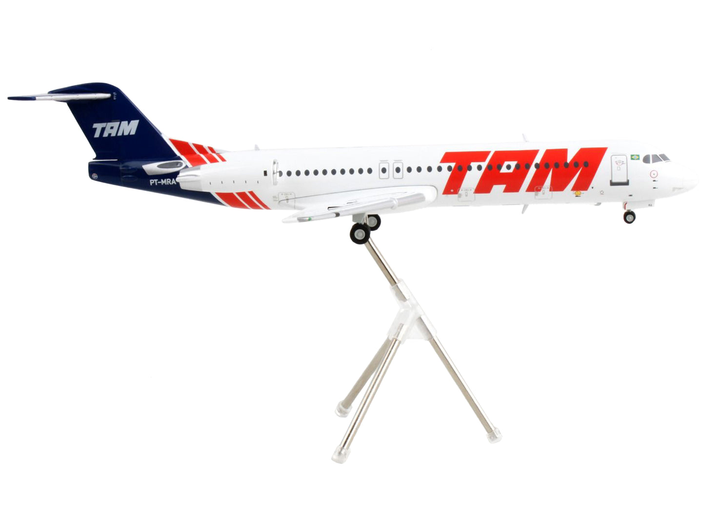 Fokker F100 Commercial Aircraft "TAM Linhas Aereas - Airlines" White with Blue Tail "Gemini 200" Series 1/200 Diecast Model Airplane by GeminiJets