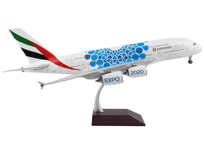 Airbus A380-800 Commercial Aircraft "Emirates Airlines - Dubai Expo 2020" White with Blue Graphics "Gemini 200" Series 1/200 Diecast Model Airplane by GeminiJets