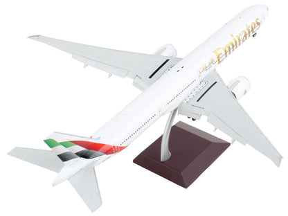 Boeing 777-300ER Commercial Aircraft with Flaps Down "Emirates Airlines - 2023 Livery" White with Striped Tail "Gemini 200" Series 1/200 Diecast Model Airplane by GeminiJets