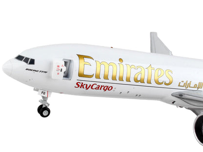 Boeing 777F Commercial Aircraft "Emirates Airlines - SkyCargo" White with Striped Tail "Gemini 200 - Interactive" Series 1/200 Diecast Model Airplane by GeminiJets