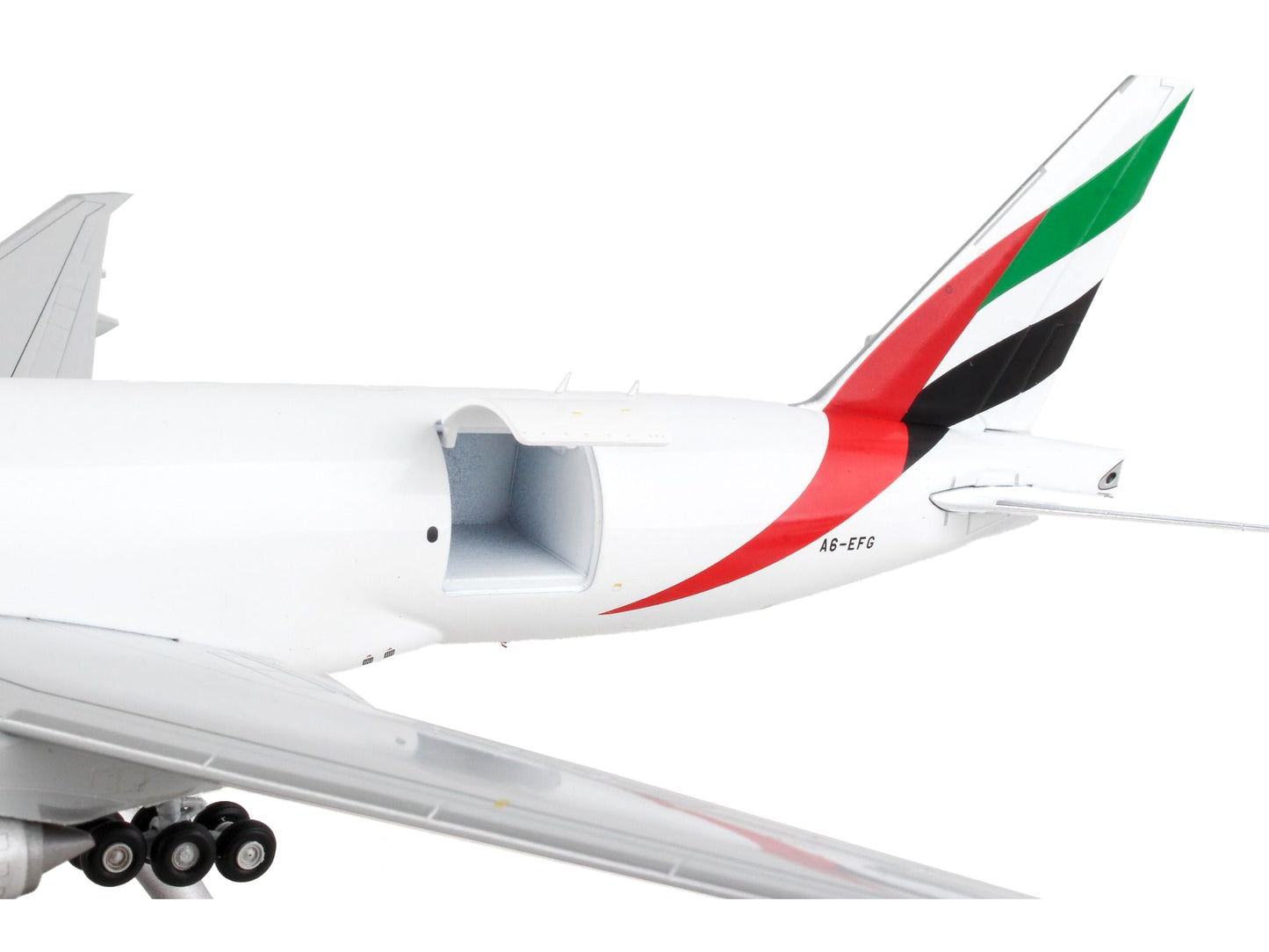 Boeing 777F Commercial Aircraft "Emirates Airlines - SkyCargo" White with Striped Tail "Gemini 200 - Interactive" Series 1/200 Diecast Model Airplane by GeminiJets