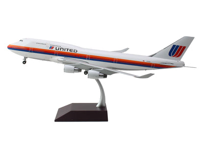 Boeing 747-400 Commercial Aircraft "United Airlines - Saul Bass Livery" (N175UA) White with Stripes "Gemini 200" Series 1/200 Diecast Model Airplane by GeminiJets