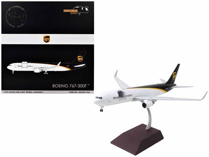 Boeing 767-300F Commercial Aircraft "UPS Worldwide Services" (N323UP) White with Brown Tail "Gemini 200 - Interactive Series" 1/200 Diecast Model Airplane by GeminiJets