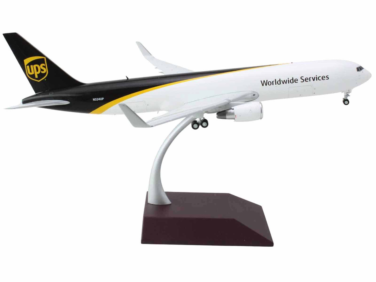 Boeing 767-300F Commercial Aircraft "UPS Worldwide Services" (N324UP) White and Brown "Gemini 200" Series 1/200 Diecast Model Airplane by GeminiJets