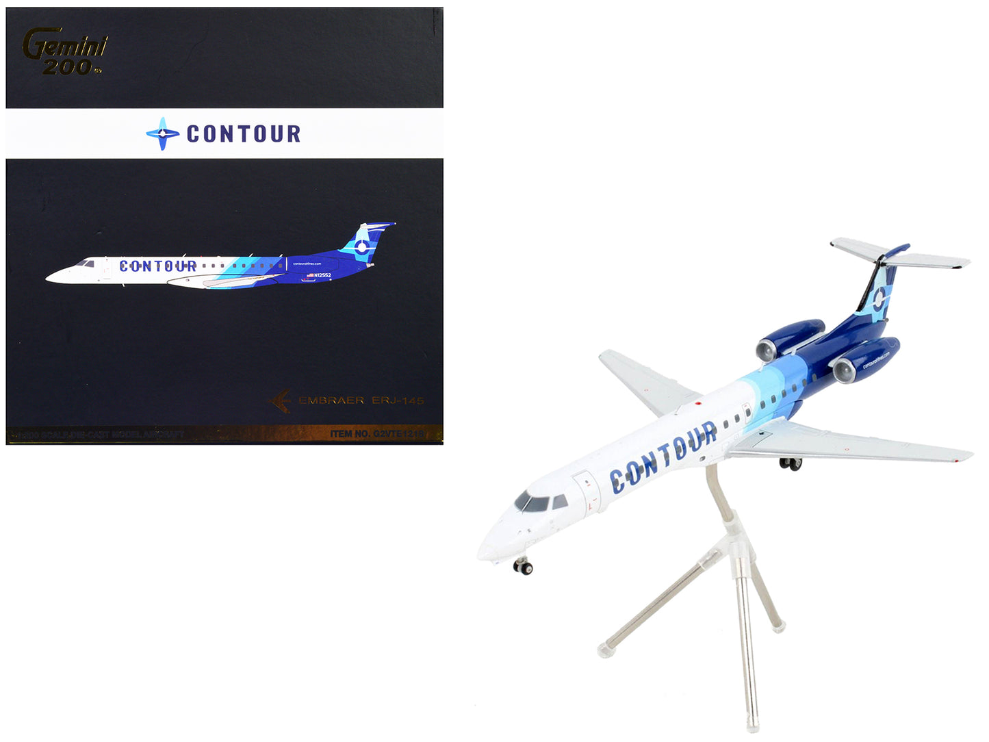 Embraer ERJ-145 Commercial Aircraft "Contour Airlines" White and Blue "Gemini 200" Series 1/200 Diecast Model Airplane by GeminiJets