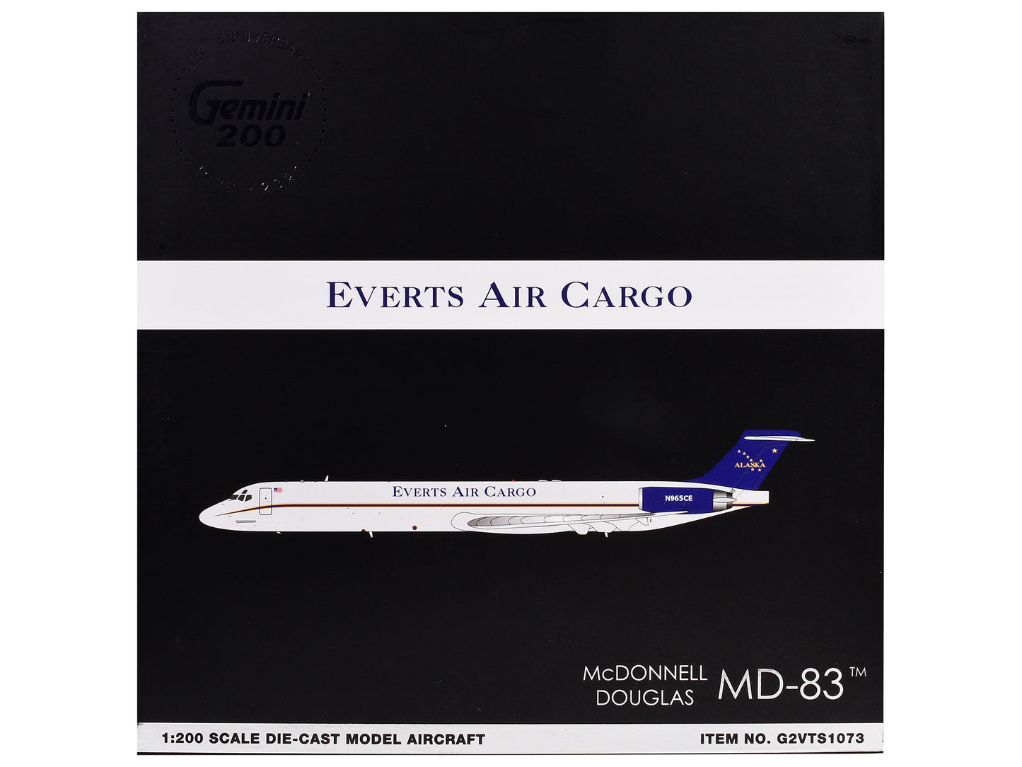 McDonnell Douglas MD-88 Commercial Aircraft "Everts Air Cargo" (N965CE) White with Blue Tail "Gemini 200" Series 1/200 Diecast Model Airplane by GeminiJets