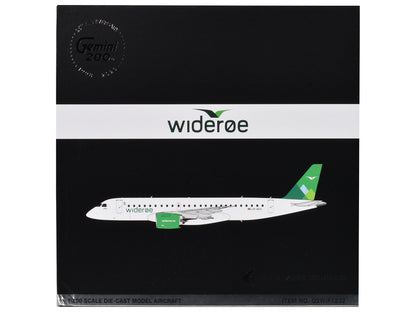 Embraer E190-E2 Commercial Aircraft "Wideroe" (LN-WEA) White with Green Tail "Gemini 200" Series 1/200 Diecast Model Airplane by GeminiJets