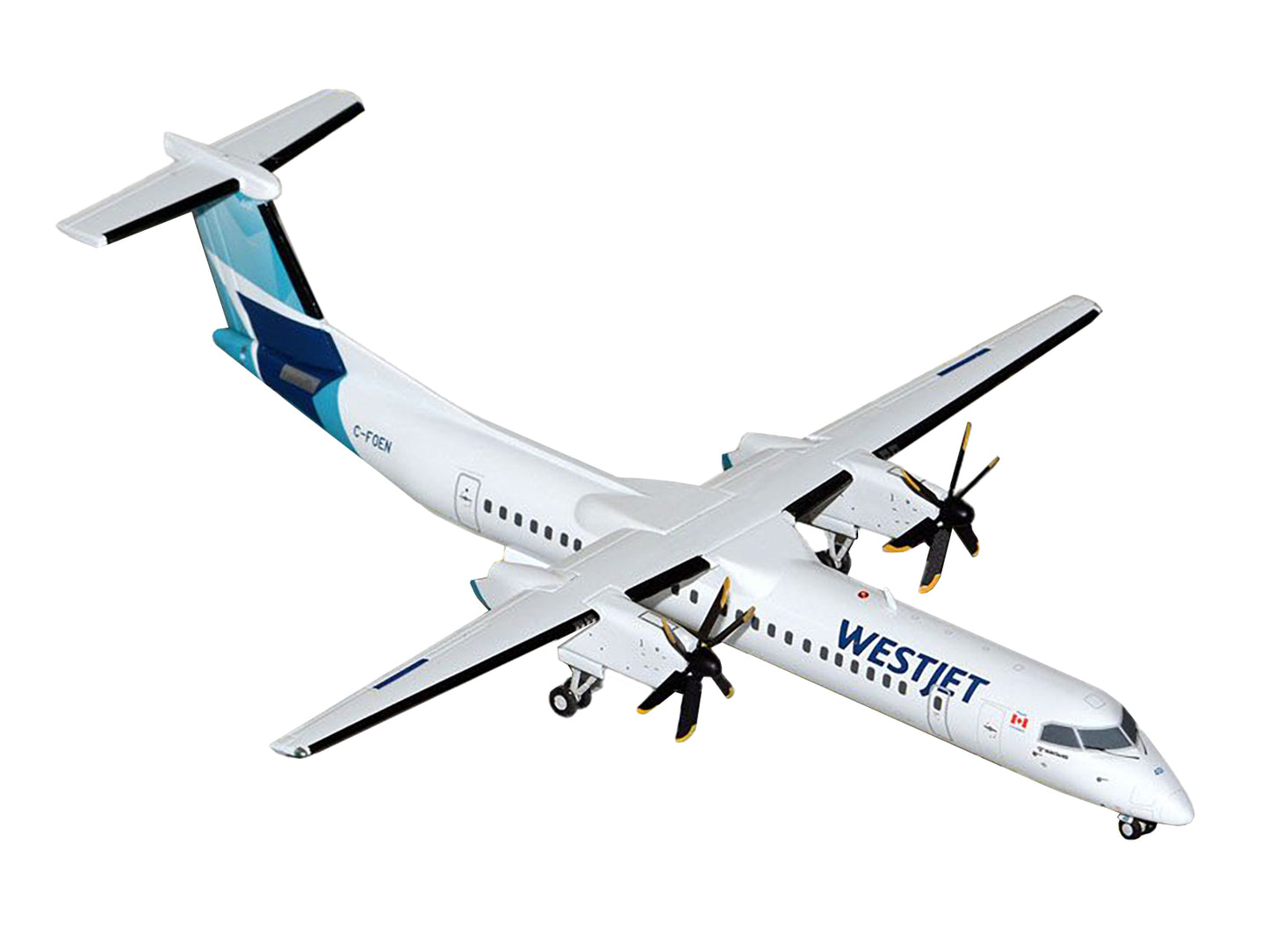 Bombardier Q400 Commercial Aircraft "WestJet Airlines" (C-FOEN) White with Blue Tail "Gemini 200" Series 1/200 Diecast Model Airplane by GeminiJets