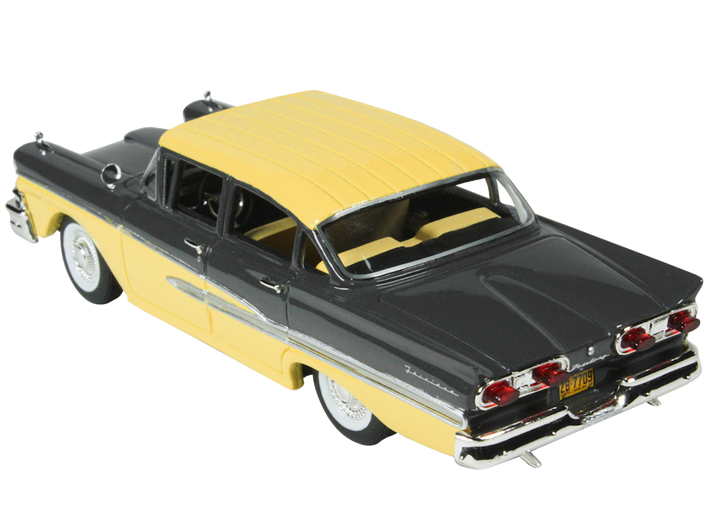 1958 Ford Fairlane 4 Door Gunmetal Gray and Pastel Yellow Limited Edition to 240 pieces Worldwide 1/43 Model Car by Goldvarg Collection