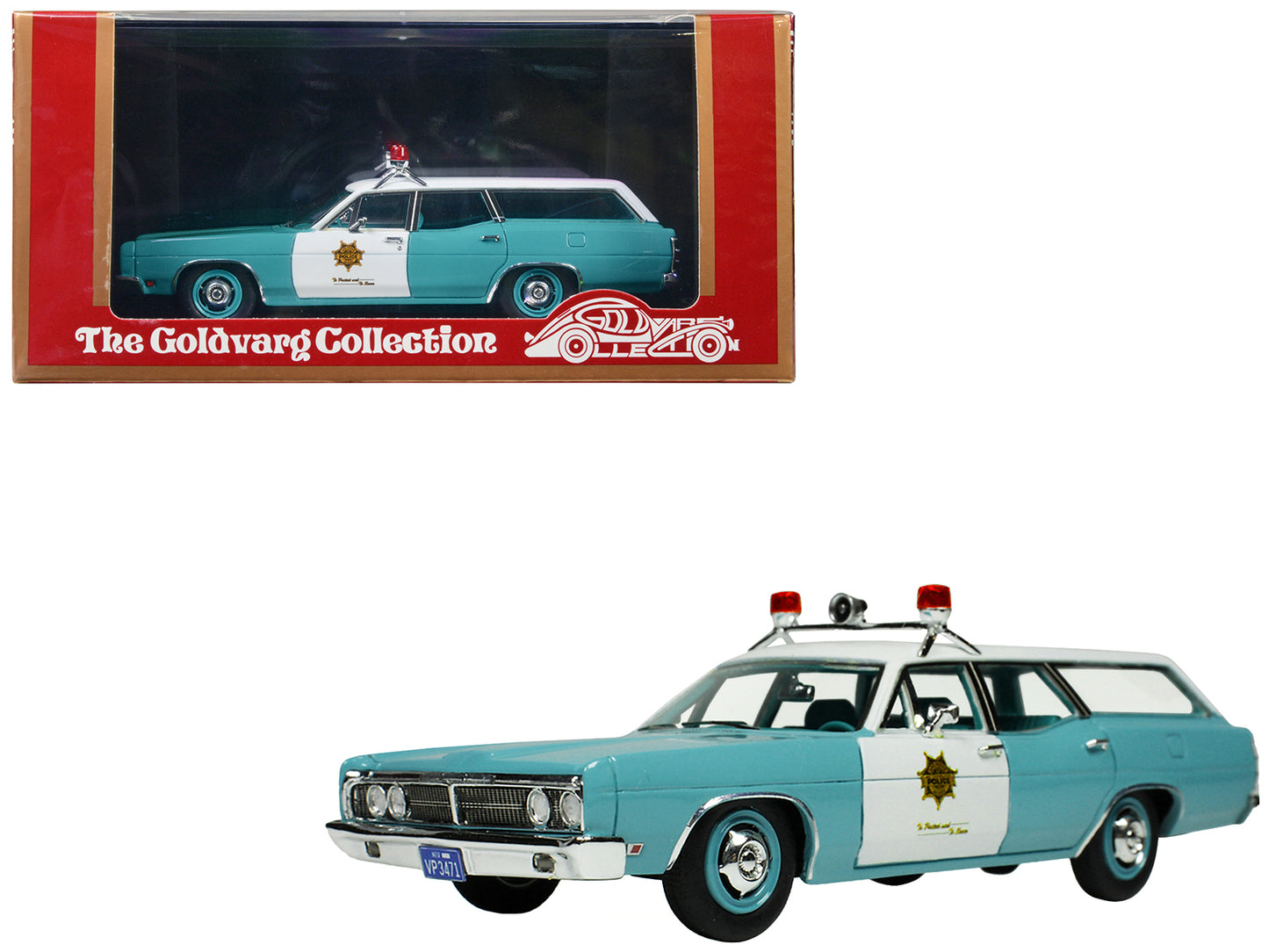 1970 Ford Galaxie Station Wagon Light Blue and White with Light Blue Interior "Las Vegas Police Department" Limited Edition to 180 pieces Worldwide1/43 Model Car by Goldvarg Collection