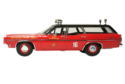 1970 Ford Galaxie Station Wagon "Chicago Fire Department Chief 16th Battalion" Red with Black Top Limited Edition to 300 pieces Worldwide 1/43 Model Car by Goldvarg Collection