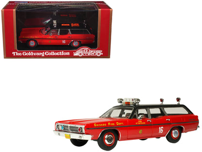 1970 Ford Galaxie Station Wagon "Chicago Fire Department Chief 16th Battalion" Red with Black Top Limited Edition to 300 pieces Worldwide 1/43 Model Car by Goldvarg Collection