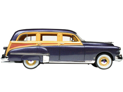 1949 Oldsmobile 88 Station Wagon Nightshade Blue with Cream and Woodgrain Sides and Red Interior Limited Edition to 240 pieces Worldwide 1/43 Model Car by Goldvarg Collection