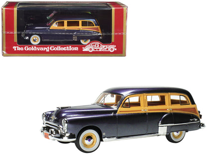 1949 Oldsmobile 88 Station Wagon Nightshade Blue with Cream and Woodgrain Sides and Red Interior Limited Edition to 240 pieces Worldwide 1/43 Model Car by Goldvarg Collection