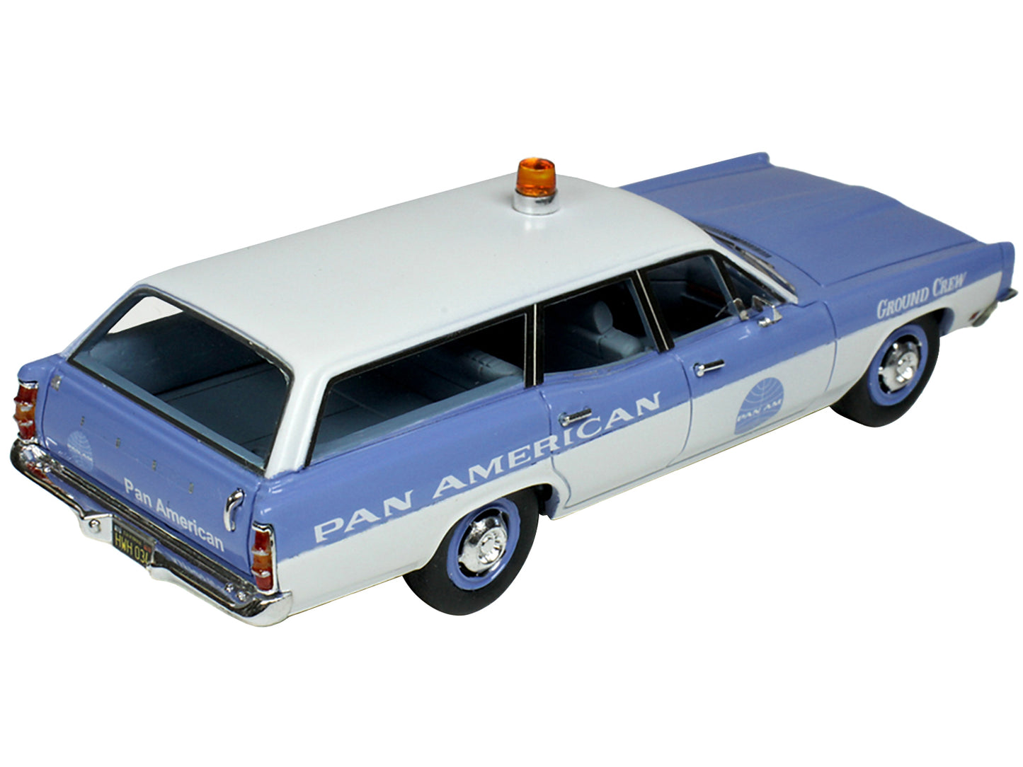 1970 Ford Galaxie Station Wagon Blue and White with Blue Interior "Pan-American Airlines Ground Crew" Limited Edition to 180 pieces Worldwide 1/43 Model Car by Goldvarg Collection