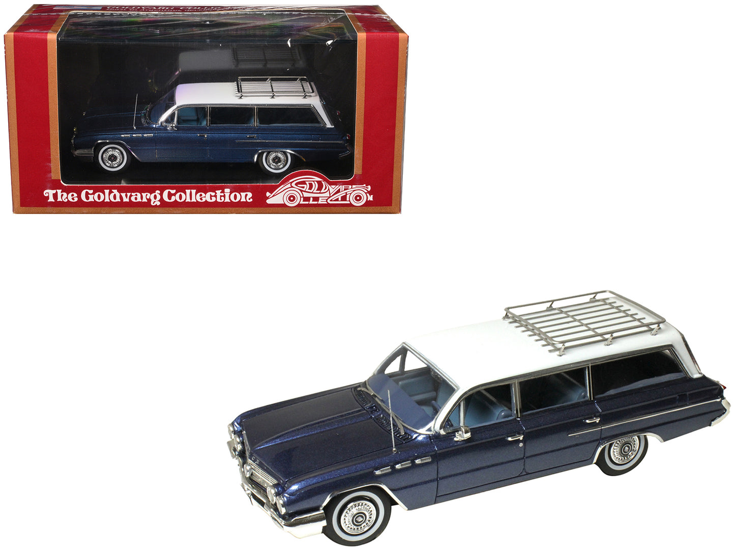 1962 Buick Invicta Station Wagon Cadet Blue Metallic with White Top and Blue Interior Limited Edition to 200 pieces Worldwide 1/43 Model Car by Goldvarg Collection